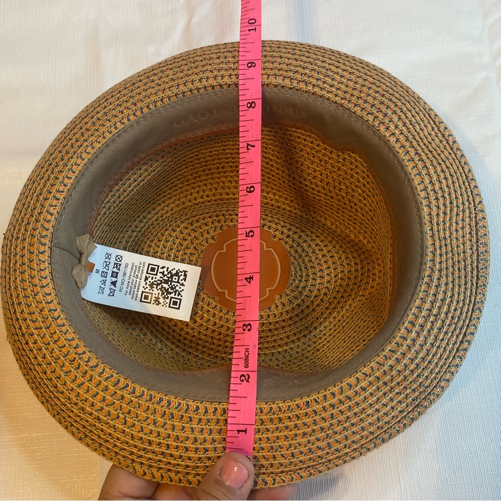 Stetson Toyo Trilby Straw Fedora with Navy and Orange  Band - Picture 7 of 7